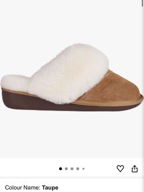 Nuknuuks Taupe Suede Slide Slippers with Cream Shearling Collar